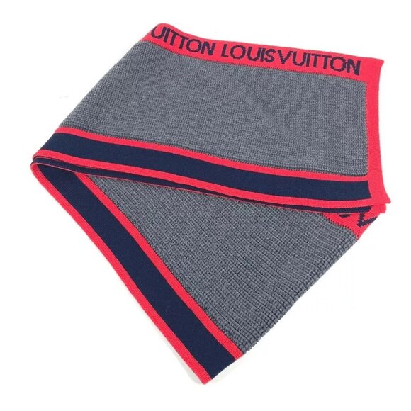 LOUIS VUITTON M71255 El Chap-LV Generation Scarf wool Red/Gray x Navy - Picture 8 of 9